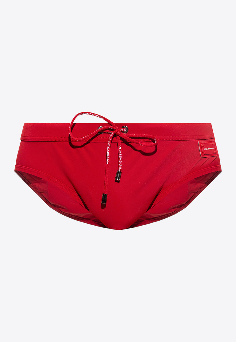 Dolce 
Gabbana Logo Patch Swimming Trunks Red M4A27J FUGA2-R2244