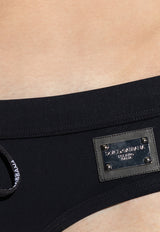 Dolce 
Gabbana Logo Plate Swimming Briefs Black M4A76J FUGA2-N0000