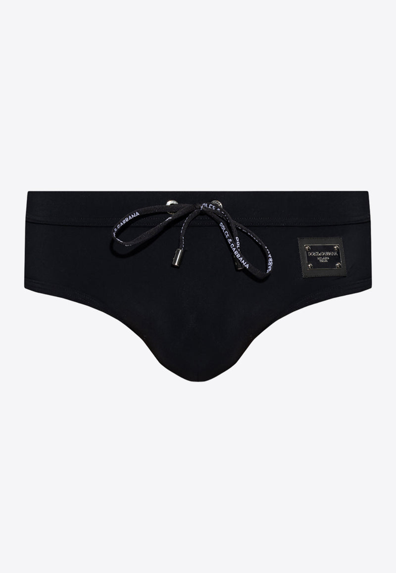 Dolce 
Gabbana Logo Plate Swimming Briefs Black M4A76J FUGA2-N0000