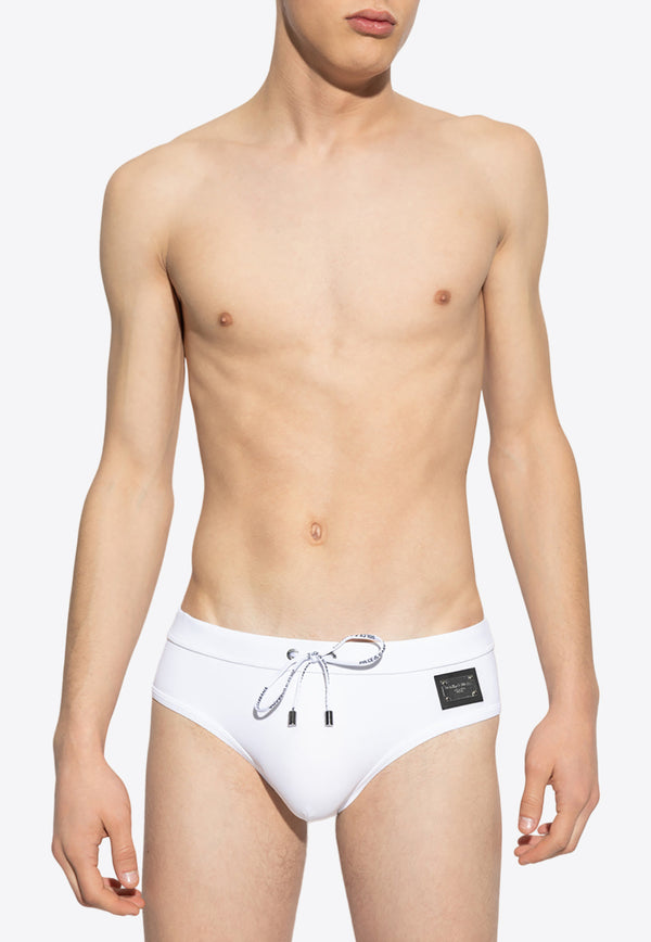 Dolce 
Gabbana Logo Plate Swimming Briefs White M4A76J FUGA2-W0800