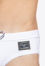 Dolce 
Gabbana Logo Plate Swimming Briefs White M4A76J FUGA2-W0800