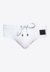 Dolce 
Gabbana Logo Plate Swimming Briefs White M4A76J FUGA2-W0800