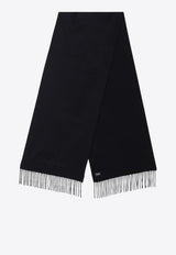 Saint Laurent Logo Embroidered Cashmere Scarf Black 748959U3Y201/P_YSL-1060