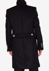 Balmain Double-Breasted High-Neck Coat Black 620191000