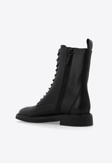 Tory Burch Double T Calf Leather Combat Boots Black 154336 0-006