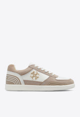 Tory Burch Clover Leather and Suede Sneakers Beige 155626 0-201