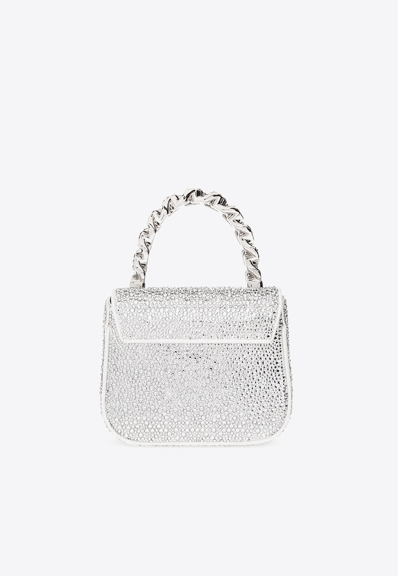 Versace Mini La Medusa Crystal Shoulder Bag Silver 1003016 1A06487-1W00P