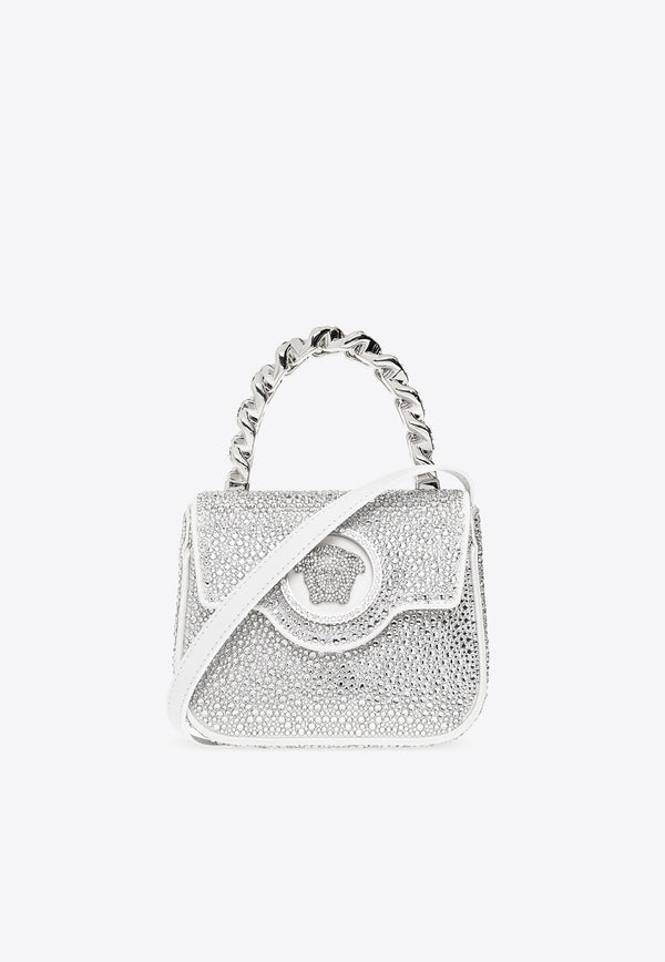 Versace Mini La Medusa Crystal Shoulder Bag Silver 1003016 1A06487-1W00P