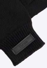 Versace Wool Ribbed-Knit Gloves Black 1012828 1A09247-1B000