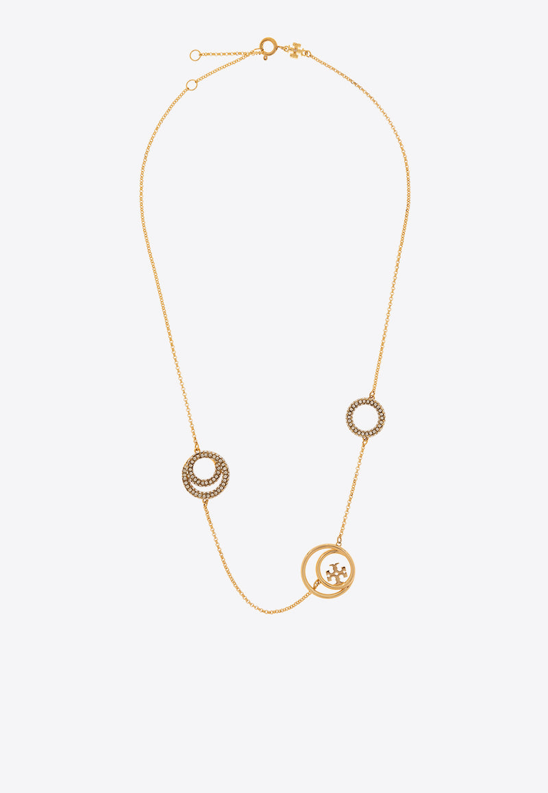 Tory Burch Miller Double T Crystal Chain Necklace Gold 150570 0-783