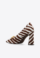 Tory Burch Jessa 90 Zebra Print Pumps Brown 152746 0-960