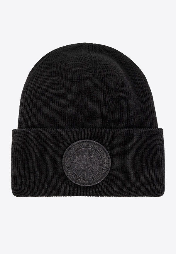 Canada Goose Logo Patch Wool Beanie Black 6936M 0-BLACK BLACK