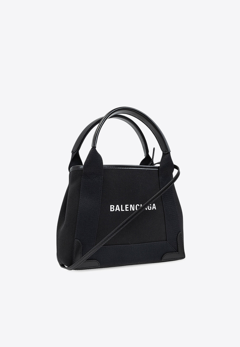 Balenciaga XS Cabas Canvas and Calfskin Shoulder Bag Black 390346 2HH3N-1000