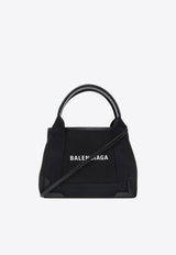 Balenciaga XS Cabas Canvas and Calfskin Shoulder Bag Black 390346 2HH3N-1000