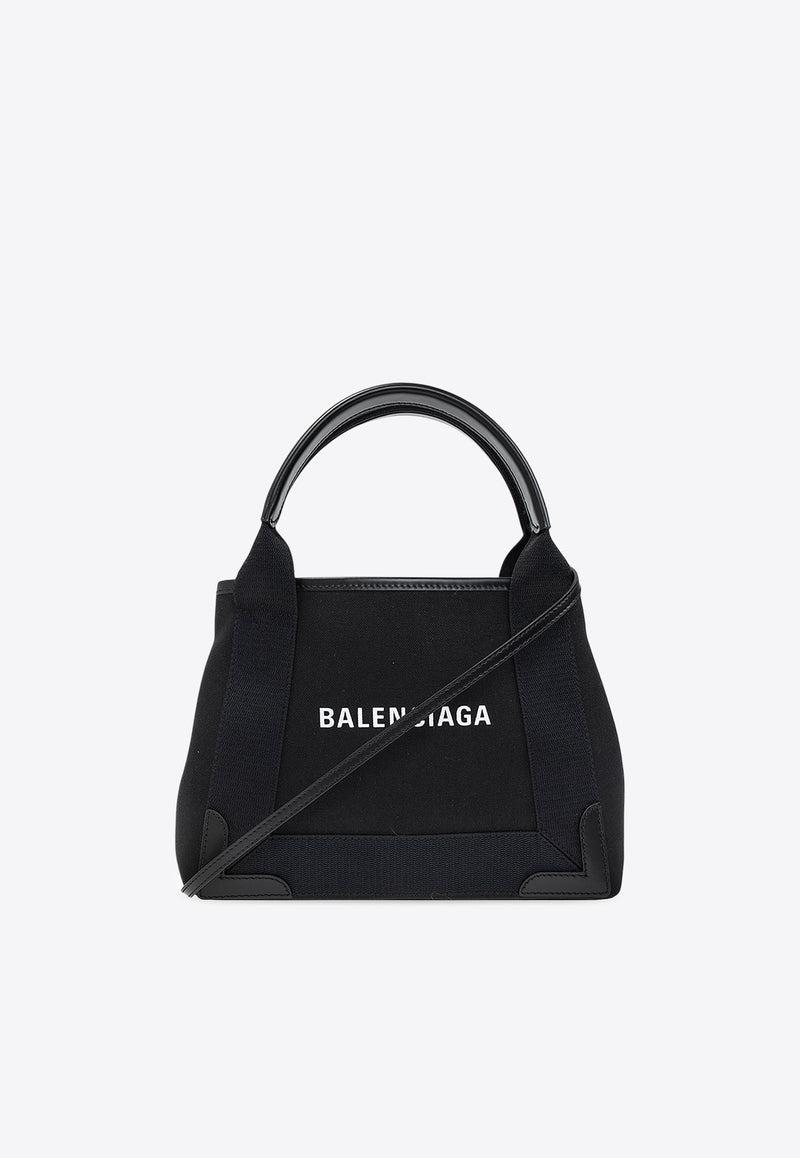 Balenciaga XS Cabas Canvas and Calfskin Shoulder Bag Black 390346 2HH3N-1000