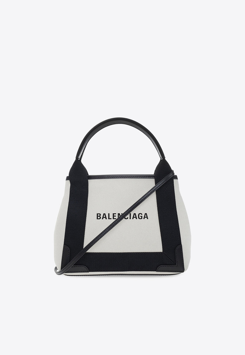 Balenciaga XS Cabas Canvas and Calfskin Shoulder Bag Cream 390346 2HH3N-9260