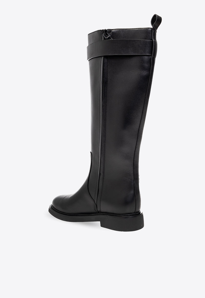 Tory Burch Leather Knee-High Boots  Black 150030 0-006