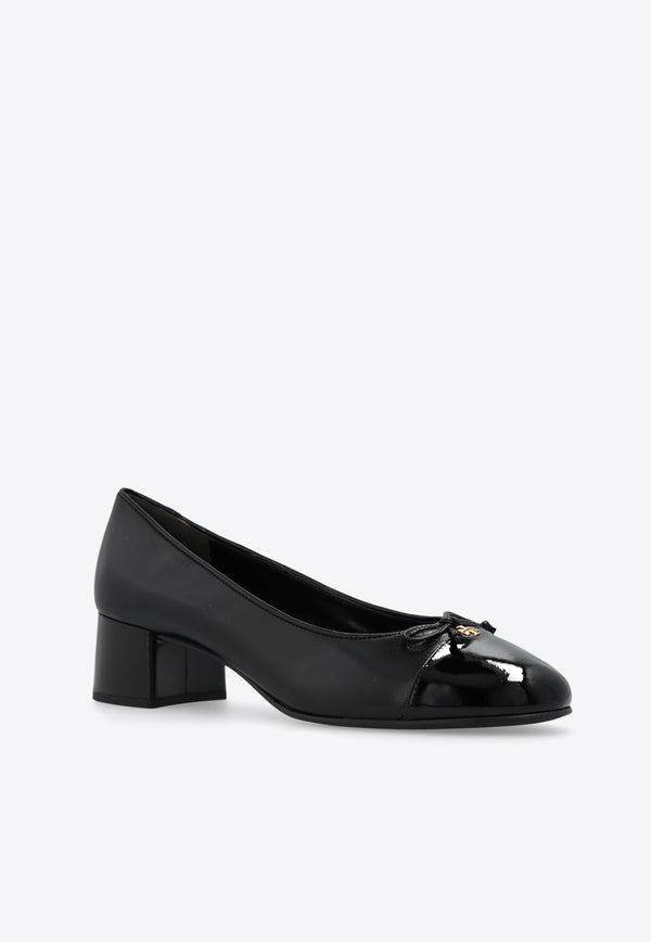 Tory Burch 45 Cap-Toe Leather Pumps Black 154517 0-004