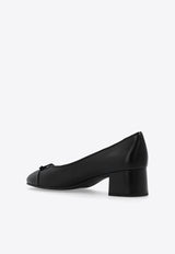 Tory Burch 45 Cap-Toe Leather Pumps Black 154517 0-004