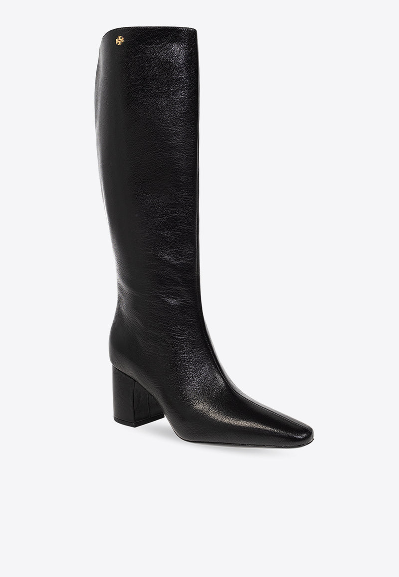 Tory Burch 70 Tall Banana Leather Knee-High Boots Black 154529 0-006