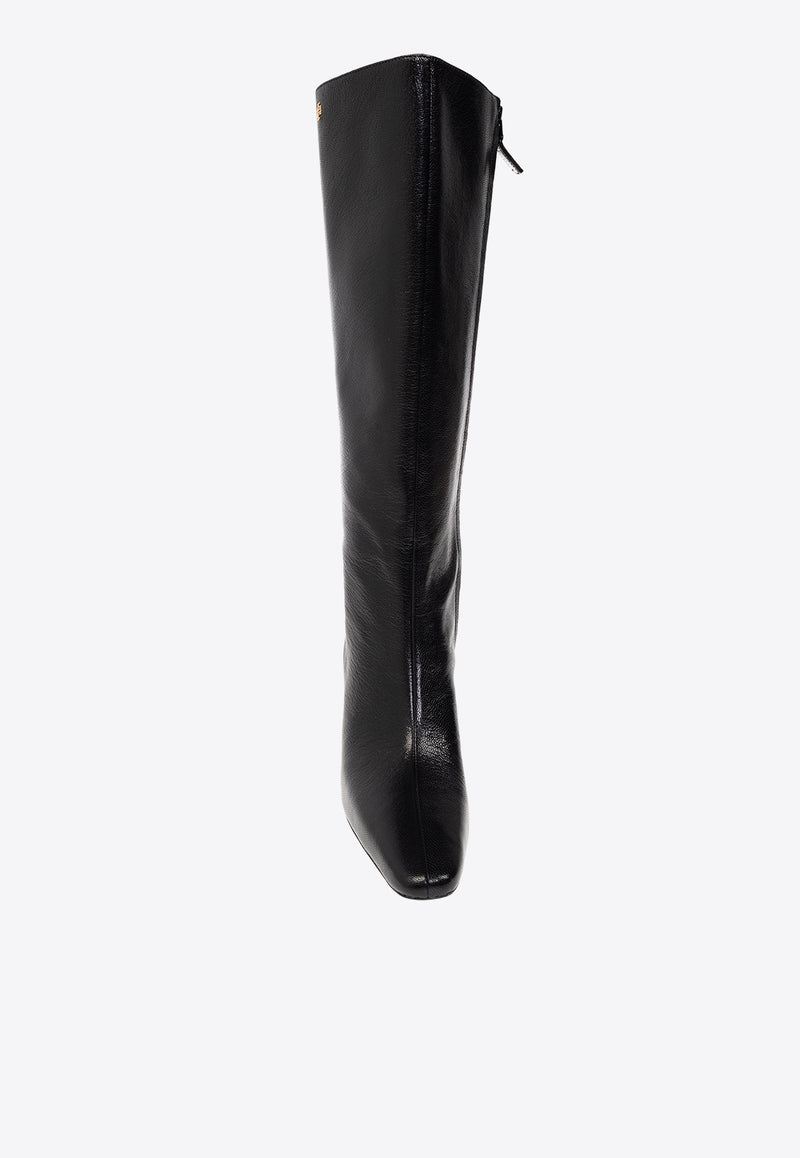 Tory Burch 70 Tall Banana Leather Knee-High Boots Black 154529 0-006