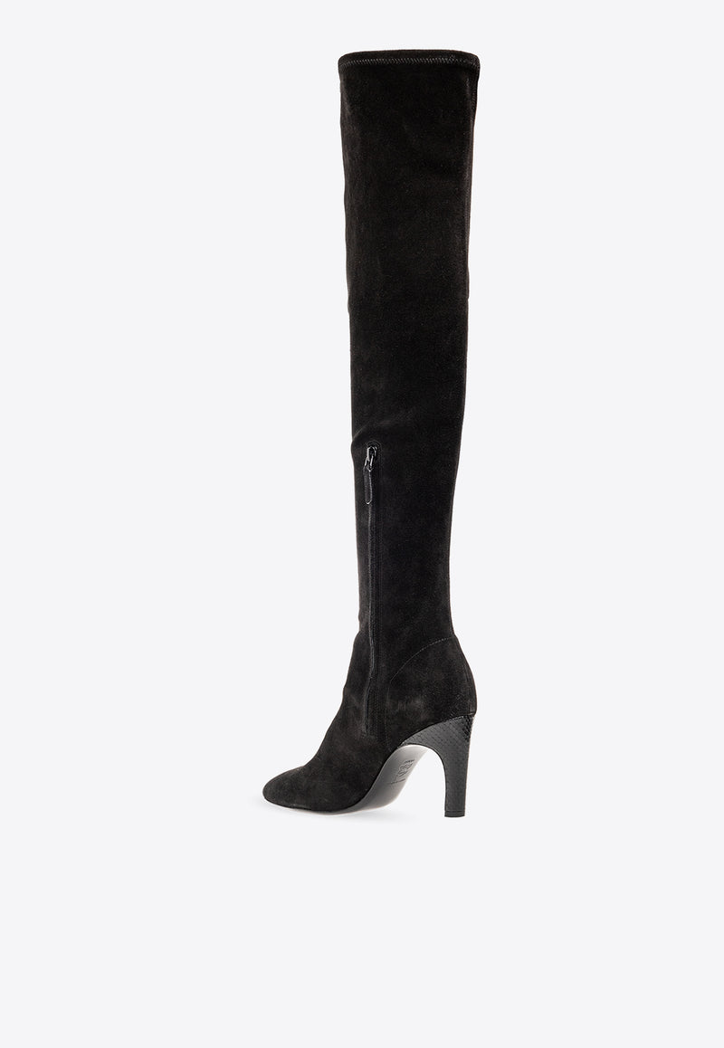 Tory Burch 80 Knee-High Suede Boots Black 155365 0-001