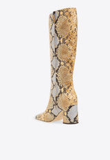 Tory Burch 70 Tall Banana Knee-High Boots in Snakeskin Leather Beige 155640 0-500