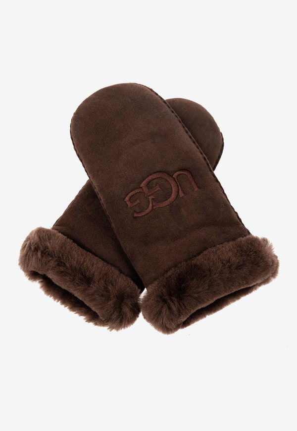 UGG Logo Embroidered Shearling Mitten 20932 0-BCDR