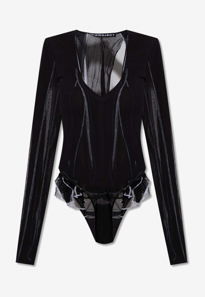 Y/Project Semi-Sheer High-Leg Bodysuit 6114302060