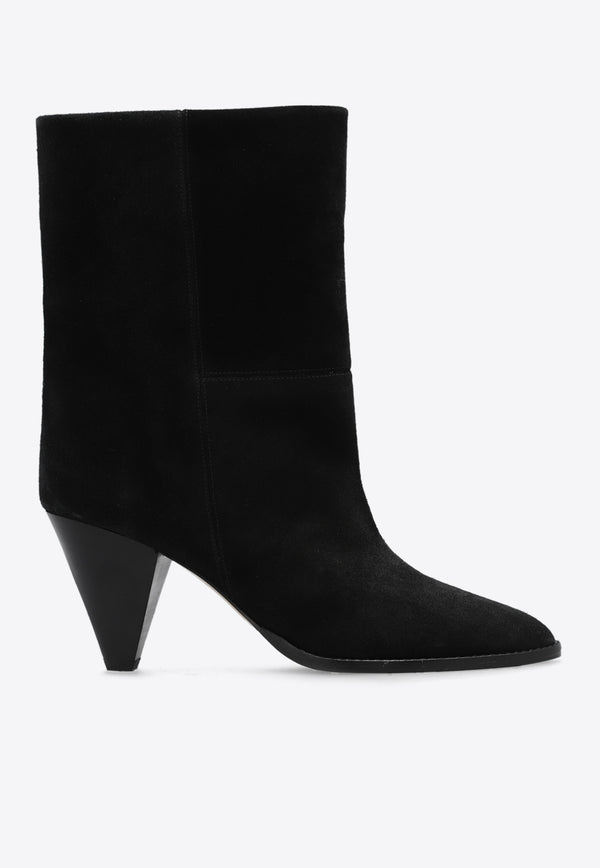 Isabel Marant Rouxa 75 Suede Ankle Boots Black BO0021FA A1A34S-BLACK