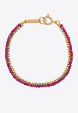 Isabel Marant Logo Plaque Beaded Bracelet Pink BR0014FA A3B13B-FUCHSIA