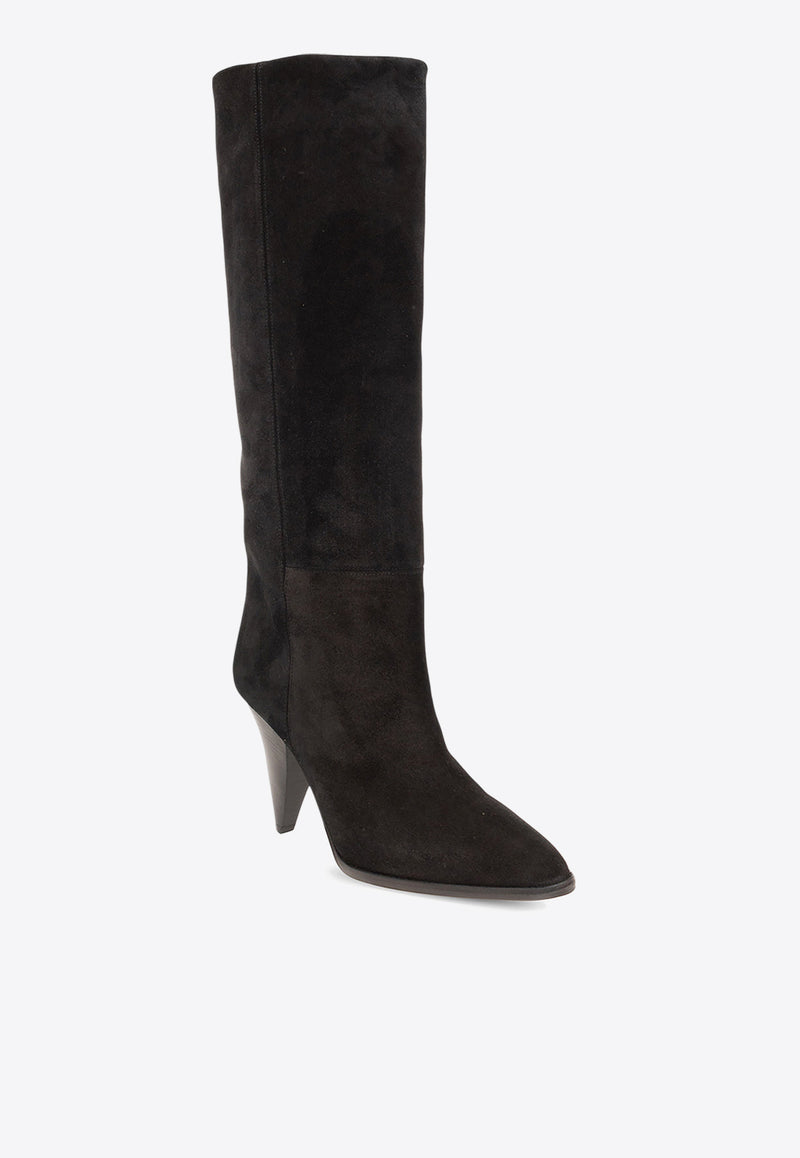 Isabel Marant Ririo 90 Suede Knee-High Boots Black BT0009FA A1A34S-BLACK