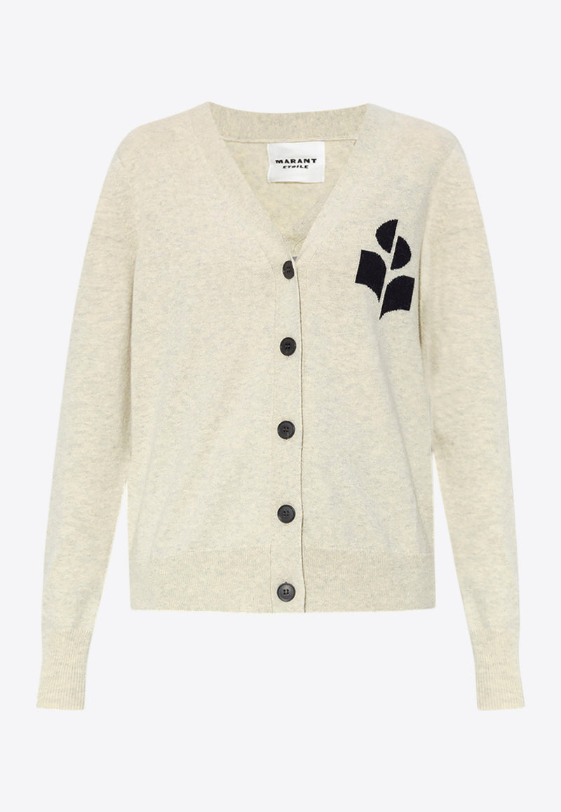 Isabel Marant Etoile Karin Logo Print Cardigan Cream CA0008FA A1X05E-LIGHT GREY