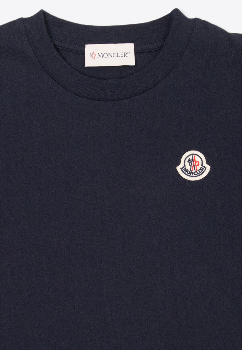 Moncler Kids Boys Logo Print Crewneck T-shirt Navy I29548C00027 83907-742