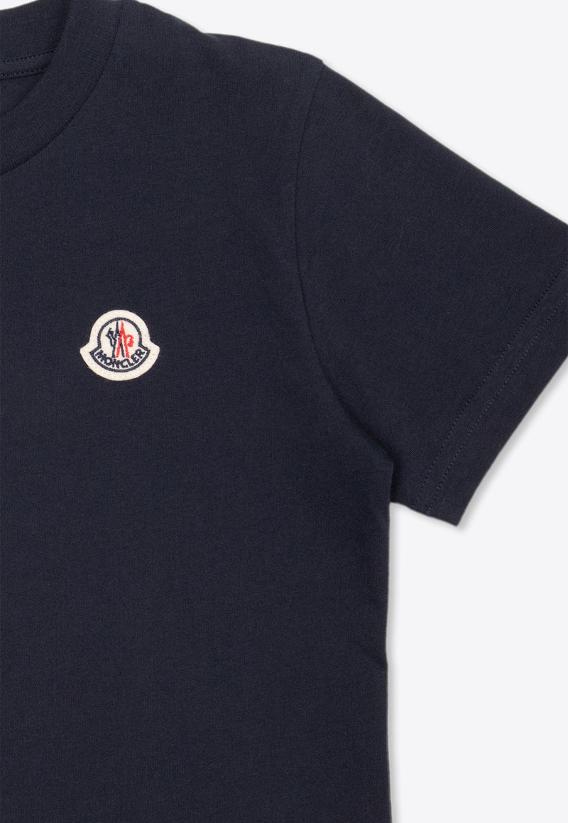 Moncler Kids Boys Logo Print Crewneck T-shirt Navy I29548C00027 83907-742