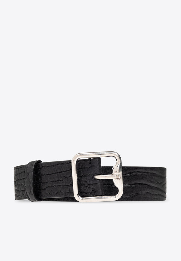 Burberry Grained Leather B Buckle Belt Black 8075260 A1189-BLACK SILVER