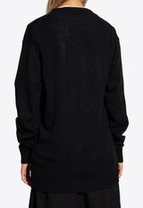 Jil Sander Logo Embroidered Wool Cardigan Black J40GP0049 J14524-001