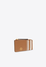 Tory Burch Robinson Pebbled Leather Zip Cardholder Brown 146012 0-202