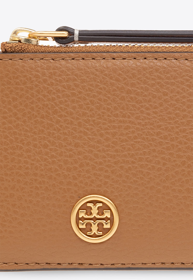 Tory Burch Robinson Pebbled Leather Zip Cardholder Brown 146012 0-202