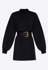 Versace Jeans Belted Long-Sleeved Mini Dress Black 75HAO971 F0010-899