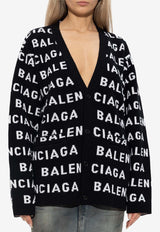 Balenciaga Logo Intarsia Button-Up Cardigan 766414 T1673-1070