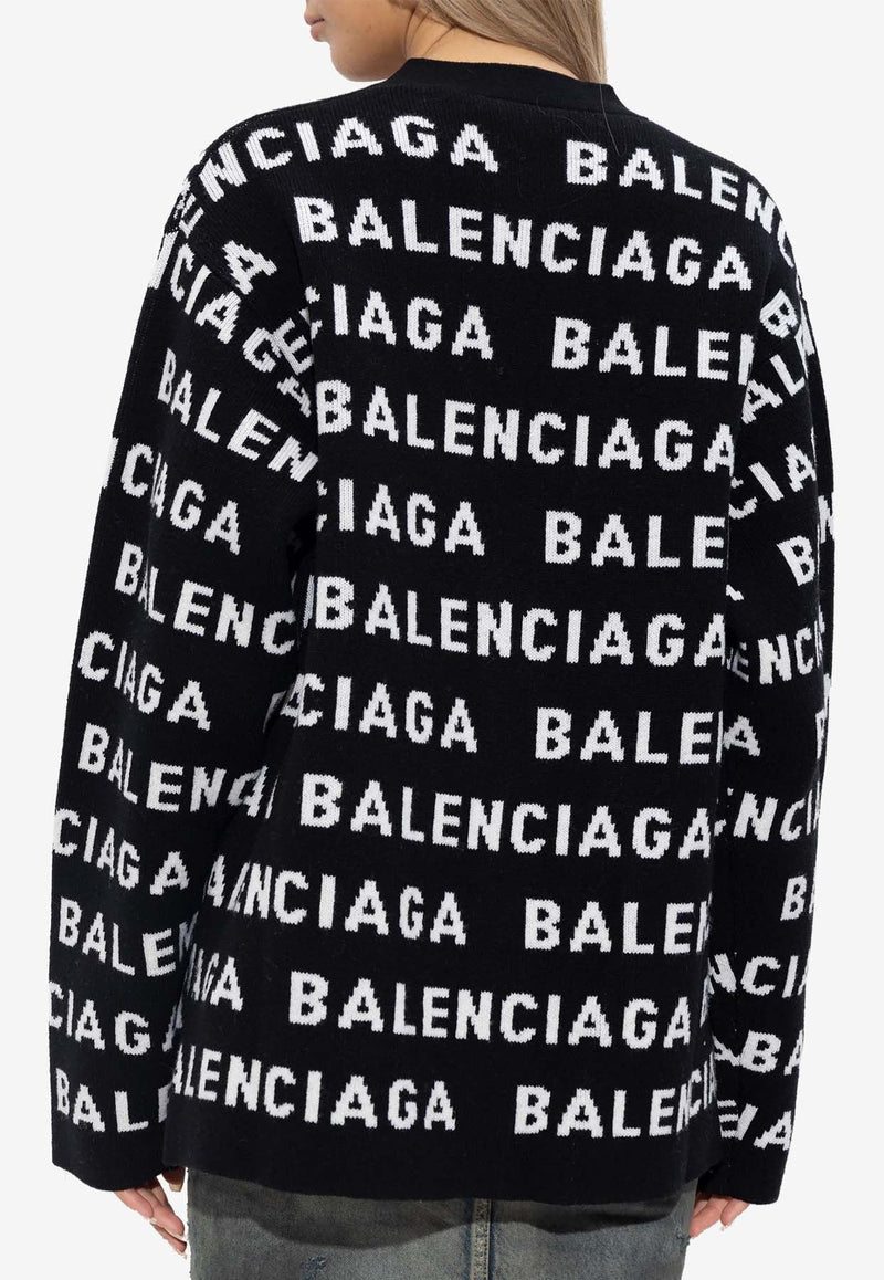 Balenciaga Logo Intarsia Button-Up Cardigan 766414 T1673-1070