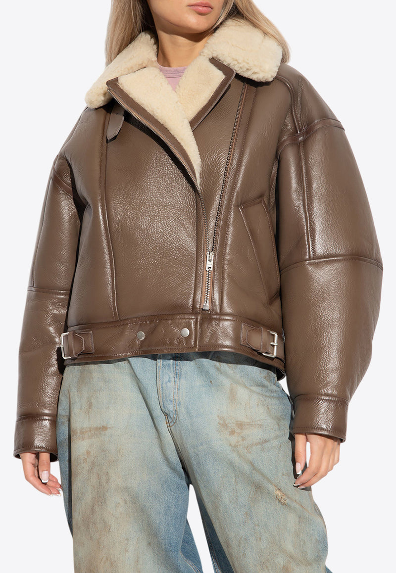 Acne Studios Leather Shearling Jacket Brown FN-WN-LEAT000125 A70087-CCG-BROWN LIGHT CAMEL