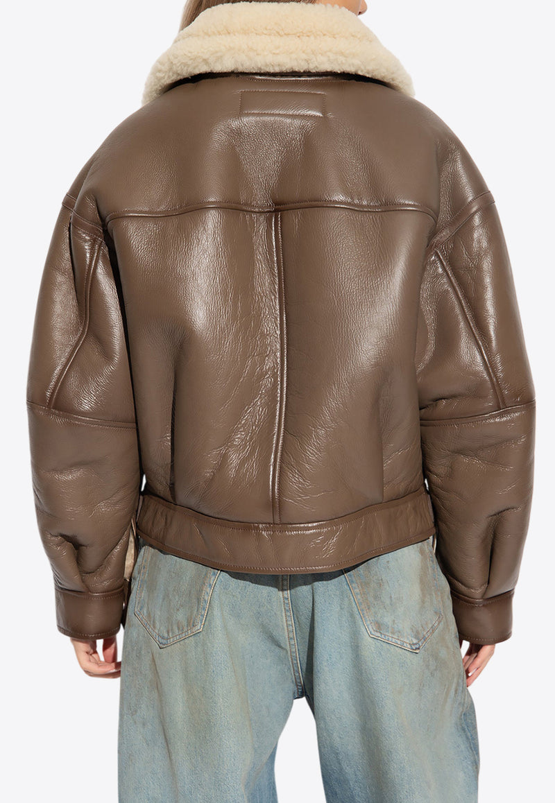 Acne Studios Leather Shearling Jacket Brown FN-WN-LEAT000125 A70087-CCG-BROWN LIGHT CAMEL