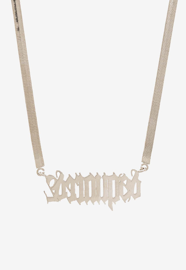 Dsquared2 Herringbone-Chain Necklace with Logo-Plaque NEM0259 37200001-F124