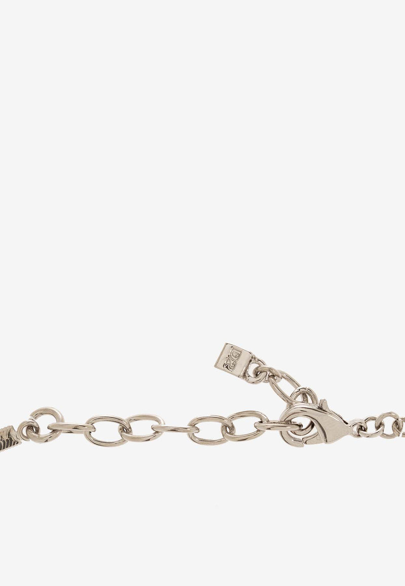 Dsquared2 Herringbone-Chain Necklace with Logo-Plaque NEM0259 37200001-F124