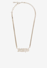 Dsquared2 Herringbone-Chain Necklace with Logo-Plaque NEM0259 37200001-F124