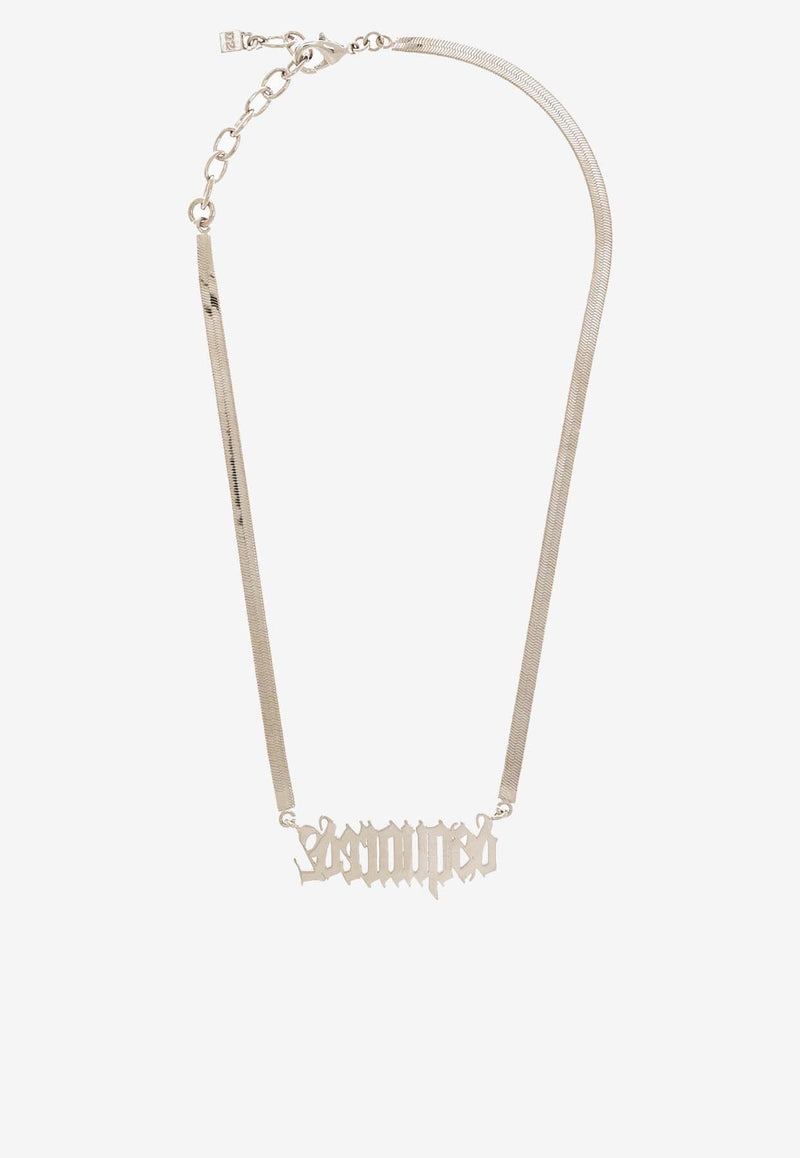 Dsquared2 Herringbone-Chain Necklace with Logo-Plaque NEM0259 37200001-F124