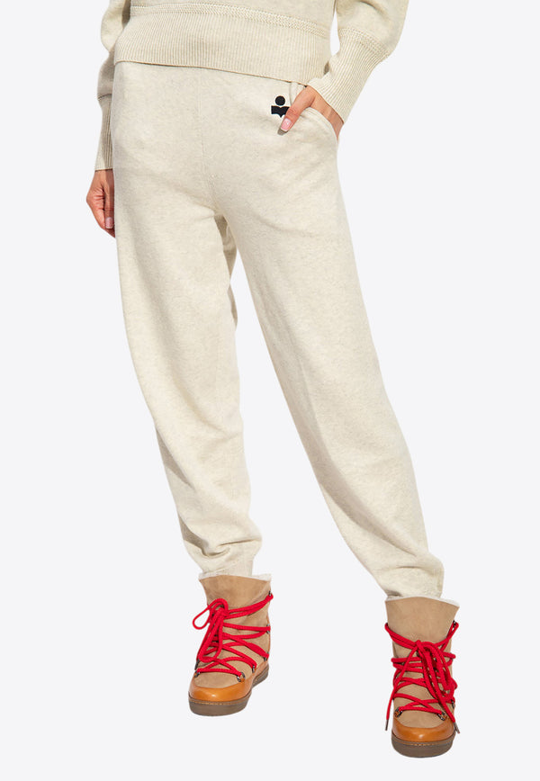 Isabel Marant Etoile Kira Logo Embroidered Track Pants Cream PA0105FA A3L75E-LIGHT GREY