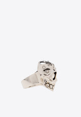 Alexander McQueen Skull Jeweled Brass Ring Silver 748200 J160Y-0446